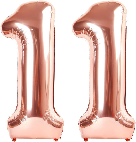 Rose Gold Number 11 Balloon - 40 Inch Birthday Decoration for 11th Birthday Parties