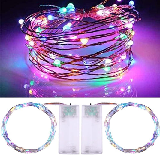 Skiennix Waterproof LED String Lights - 2 Pack 20ft 60 LED Fairy Lights | Multicolor Copper Wire