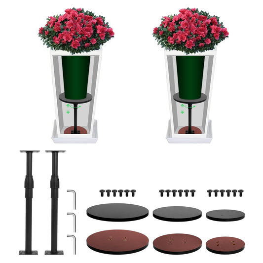 Adjustable Plant Risers for Inside Pots for Large Pots (13-21 in) Plant Risers Wooden Plant Risers for Pots Outdoor Tall Taper Flower Pot (6" 8" 10" Base or Top) for High Pots of Various Shapes(2 Pcs)