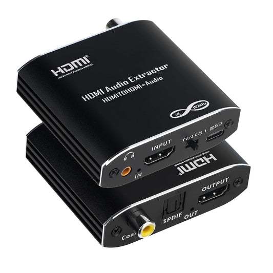 2026 4K@30Hz 3.5mm 3D Dolby Upgrade HDMI Audio Extractor Splitter, Convert HDMI to Optical S/PDIF Coaxial Aux Supports
