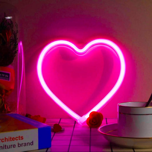 Skiennix Pink Heart Neon Sign - Battery Operated LED Heart Light for Valentine's Day Decor | Perfect Gift for Wife, Anniversary, or Mother's Day