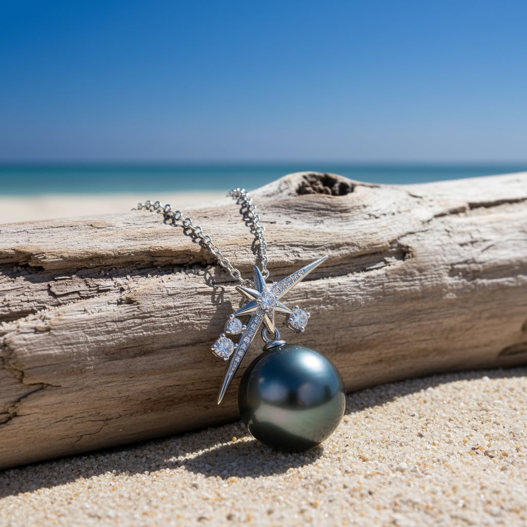 S925 Silver 9-10MM Black Pearl Necklace for Her, Tahitian Black Pearl-Moissanite Pendant,Gift for Birthday Anniversary Valentine's Jewelry-Wife Mom Girlfriend Mother's Day, Gifts for Mom