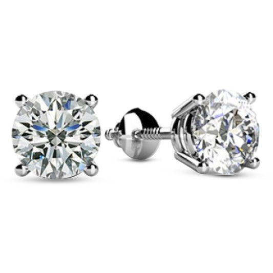 1 Carat Platinum IGI Certified LAB GROWN Round Cut Diamond Stud Earrings for Women 4 Prong Screw Back for her MADE IN USA (E-F Color, VS1-VS2 Clarity)