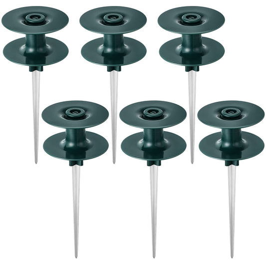 Chumia 10 Inch Garden Hose Guide Spike, Zinc Coated Rustproof Heavy Duty Metal Stake, Sturdy Top, Keeps Garden Hose Out of Flower Beds, Hose Guard for Yard Plant Protection(6 Pieces,Dark Green)