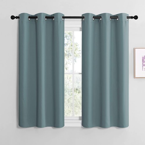 NICETOWN Modern Blackout Curtains - Noise Reducing & Thermal Insulated Drape Panels | Greyish Blue, 2 Panels (W42 x L48-Inch)