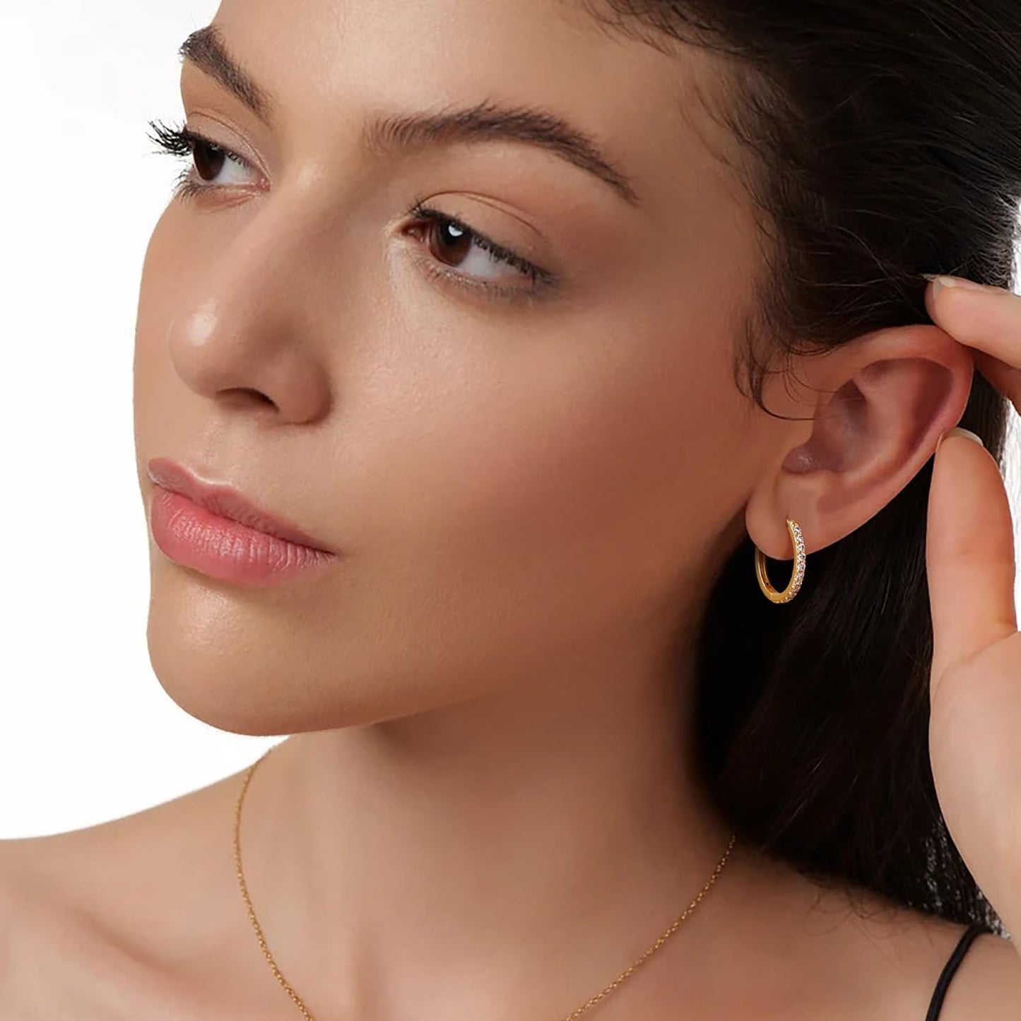 vuiikhir 14K Gold Earrings for Women 14K Gold Hoop Earrings for Women Cubic Zirconia Shining Gold Hoops Earring for Womens Hoop Lightweight Hoops Earring for Womens 12/14/16/20/25/30mm (20mm)