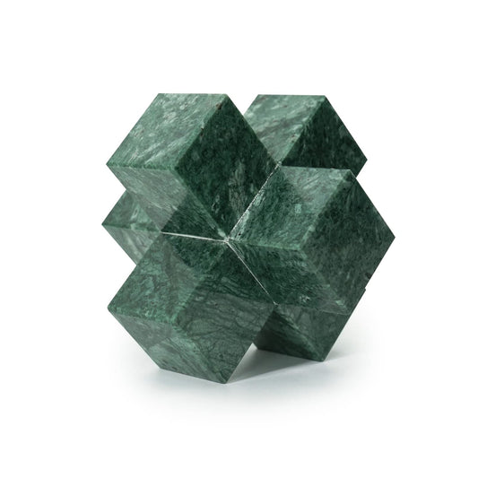 DreamsEden Geometric Sculpture, Small Green Marble Decorative Ornaments Modern Home Decor Accent Paperweight
