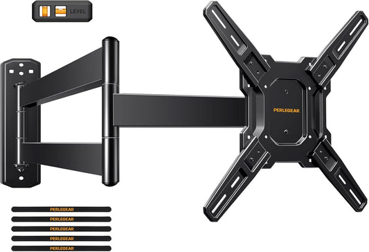 Perlegear Long Arm TV Wall Mount - Full Motion Bracket for 26-70 Inch TVs, 100 lbs Capacity, Swivel & Tilt