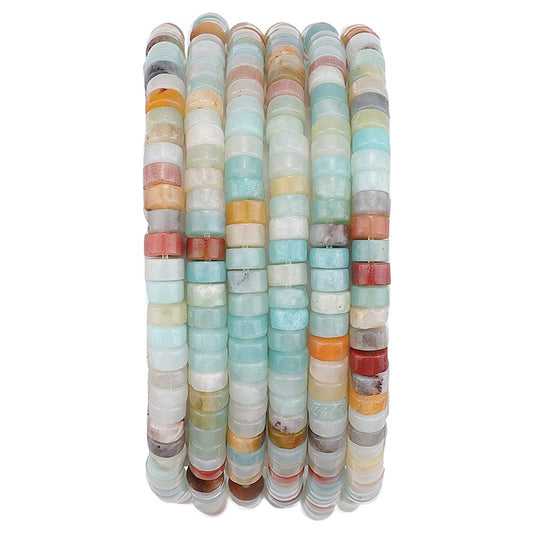 BEADIA Natural Amazonite Spacer Beads Caps Loose Semi Gemstone for Beading Jewelry Making 4mmx2mm 38cm