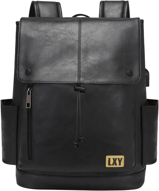 Backpack Backpack LXY Leather Laptop Women Vintage Travel Computer with USB Charging Port, Laptop Purse Book Bag