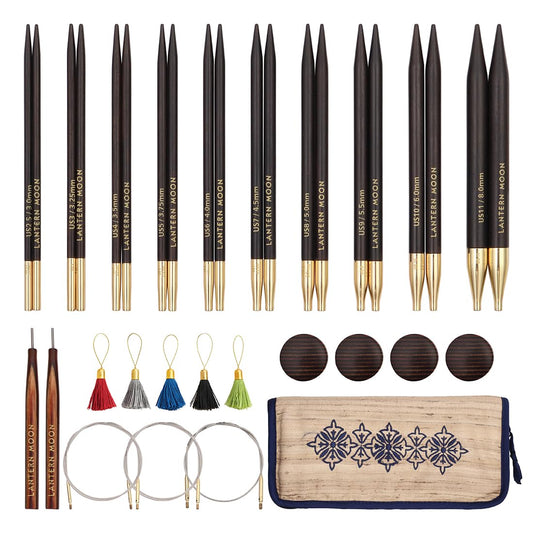 Lantern Moon Heirloom Interchangeable Circular Knitting Needle Set 5" (13 CM) | 10 US Sizes (2.5 to 11)