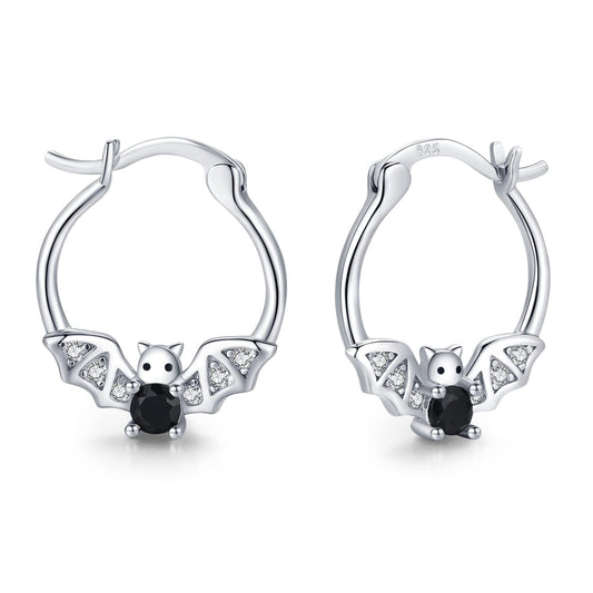 Bat Earrings 925 Sterling Silver Hypoallergenic Small Animal Huggie Hoop Earrings for Sensitive Ears Gothic Bat Jewelry Halloween Graduation Gifts for Women Daughter Her