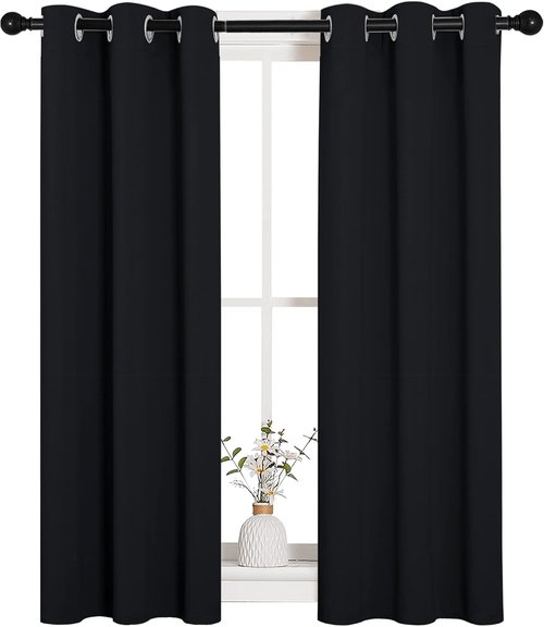 NICETOWN Blackout Curtains - Thermal Insulated Grommet Drapery Panels for Living Room | 2 Panels, 29" x 45", Black