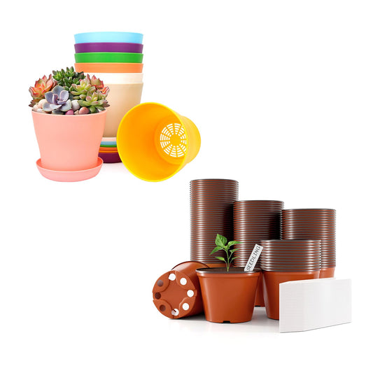Bluckincle 100 Pcs 4 Inch Plant Nursery Pots and 8 Pack 4.7 Inch Plant Pots Indoor Outdoor
