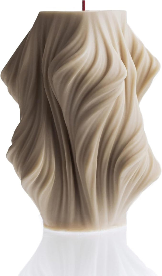 LAWA Cascading Wave Candle - Large Beautiful Handmade Pillar Scented Soy Wax Elegant Bubble Aesthetic Candle Housewarming Gift Home Room Shelf Decor Idea Moon Gray (Large)