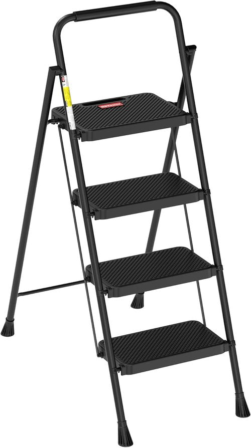 HBTower Step Ladder - Foldable 4-Step Stool with Wide Anti-Slip Pedal for Safe Home Use