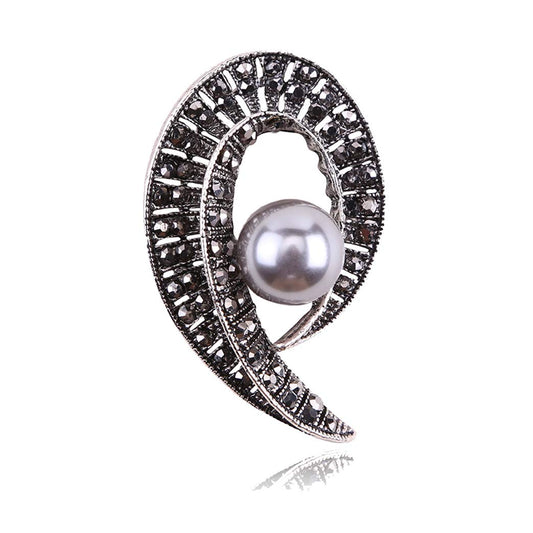 Black Pearl Brooch Pins for Women Fashion Valentine