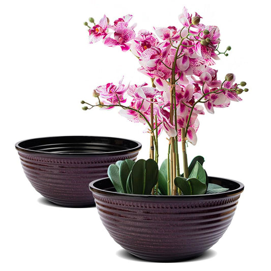 RICH ATLAS 2 Pack 10 Inch Plant Pots,Durable Decorative Flower Pots Planters with Drainage Hole for Indoor and Outdoor Plants,Flowers,Succulents, Purple