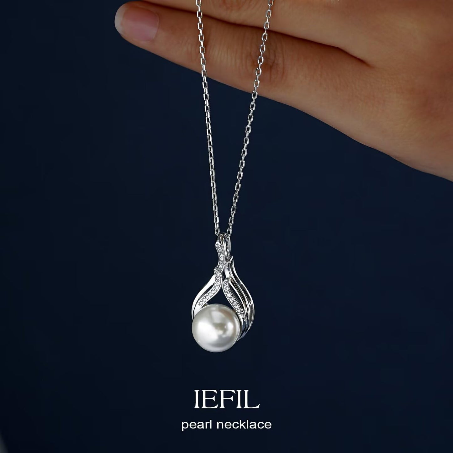 Iefil Wife Gifts - Wife Birthday Gift Ideas | Pearl Necklace for Women, Sterling Silver Necklace for Women, Pearl Jewelry