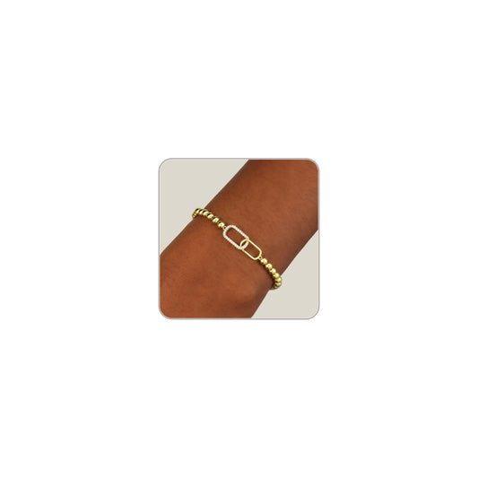 Beaded Bracelets for Women 14K Silver Gold Plated Stretch Handmade Ball Bracelets Cute Charm Bracelet Dainty Stackable Cross Heart Bow Wave CZ Circle Trendy Jewelry Easter Gifts (zirconia-square)