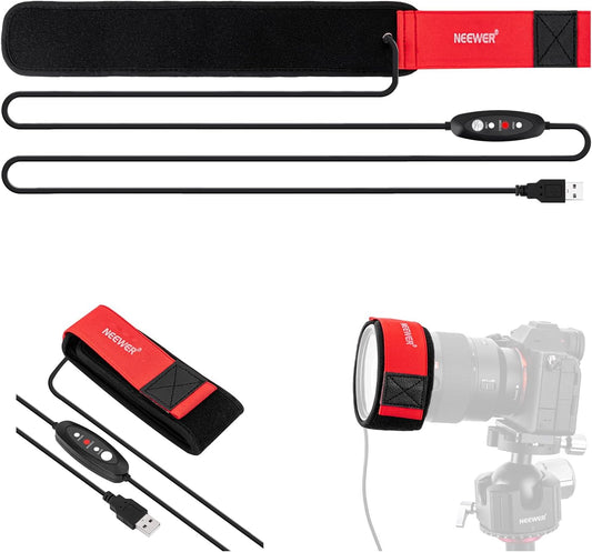20"/500mm 3 Settings, HW-20B NEEWER USB Lens Heater Warmer with Temperature Dew Heater Strip Prevents Dew Fog