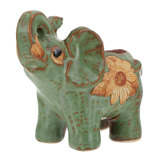BESTonZON Elephant Shaped Ceramic Succulent Pot 4.72X4.52X2.75In Breathable Planter Home Office Desktop Decoration Flower Pot for Succulents and Cactus