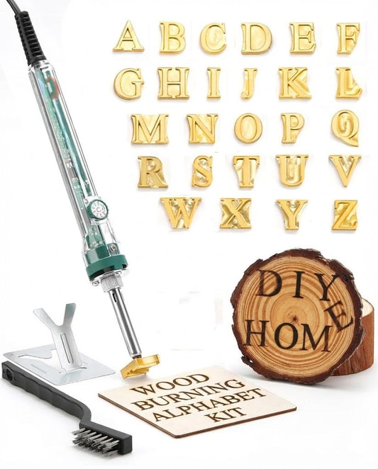 Arokimi 5/8" Wood Burning Letter Kit, 26 Pcs Alphabet Branding Iron for Wood Leather Hats BBQ Bread, with an 80W Electric Branding Iron