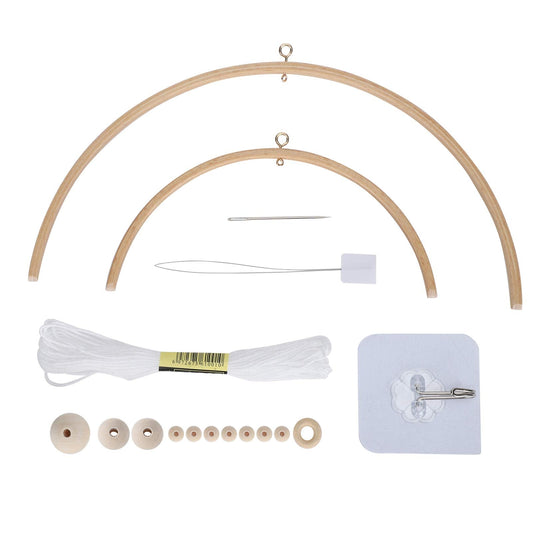 Baby Mobile DIY Kit, Nursery Wooden Frame Mobile Hanger Bed Bell Frame for Crafts Mobile Kit Wind Chime Bell Room Home Decor Gift