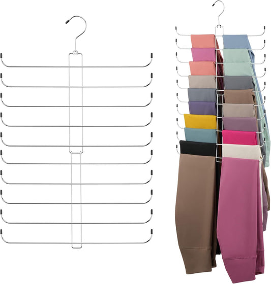 ZEDODIER Legging Organizer - Rotatable Yoga Pants Hanger for Women's XS-XL | Holds 20 Pairs, Silver