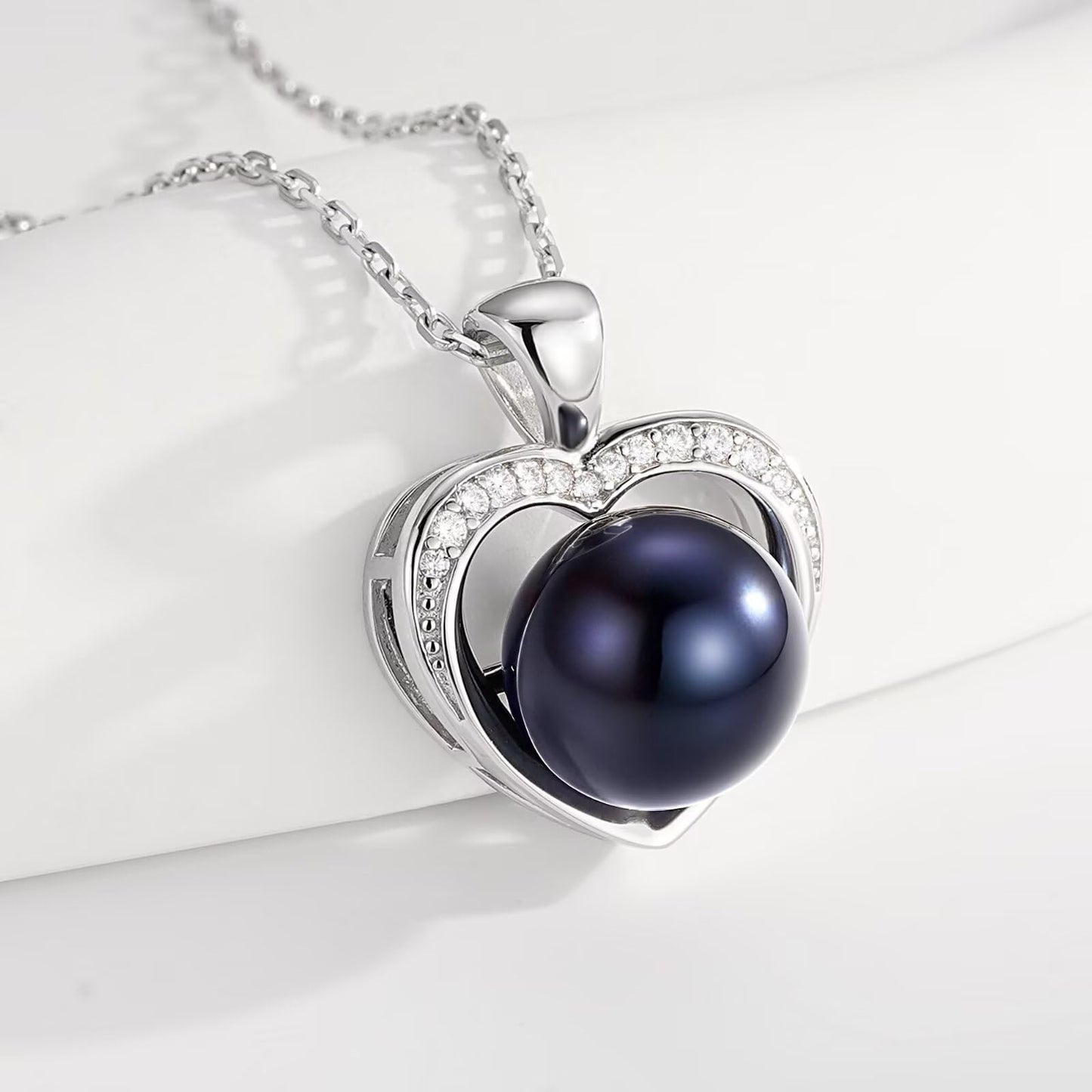 Iefil Black Pearl Necklace for Women, Pearl Jewelry | Birthday Gifts for Women, Wife Birthday Gift Ideas