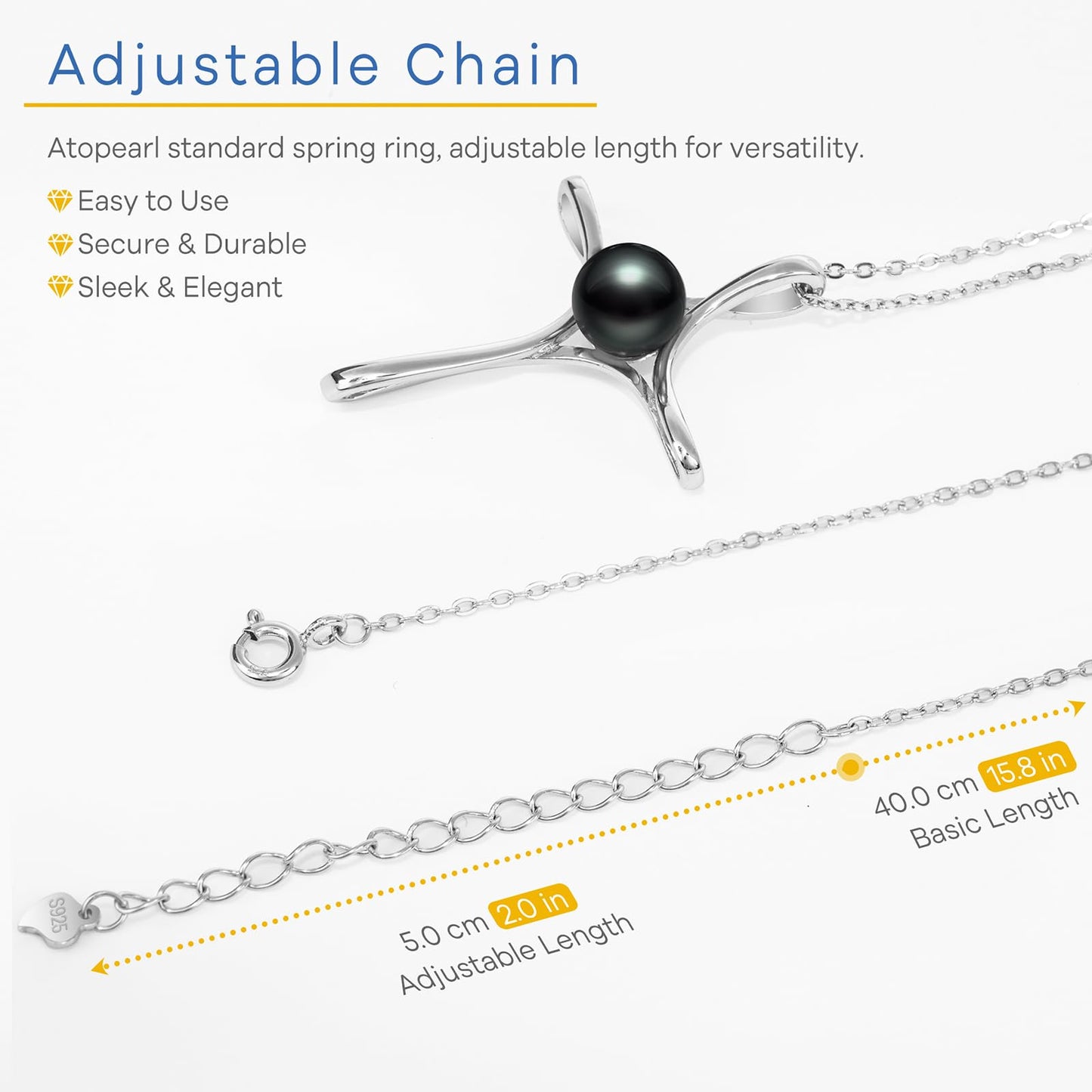 Atopearl Gift for Mom Black Pearl Necklaces for Women Wife 7-8mm AAAA Tahitian Cross Pendant Jewelry Chain Valentine's day gift for her Wedding Birthday Anniversary Christmas