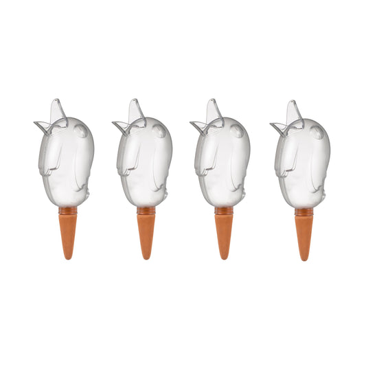 SCHEURICH Boerdy M Set of 4 Self Watering Bird Figures - Transparent Green Automatic Plant Watering Globes - for Indoor/Outdoor Use - UV-Resistant & Easy Monitoring - 4-Day Hydration