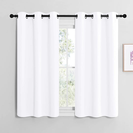 NICETOWN White Lightweight Curtain Panels - Non-Blackout Drapes for Bedroom & Dining Room | 42" W x 48" L (Set of 2)