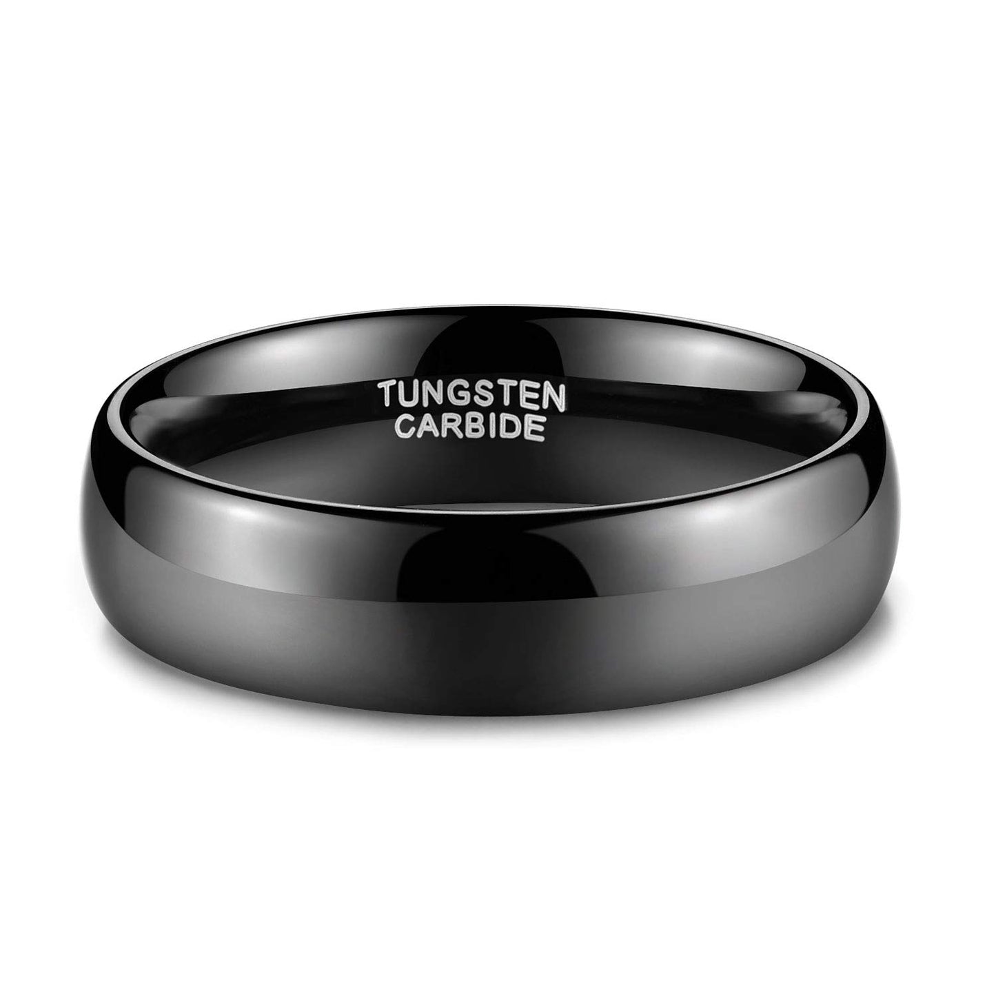 TRUMIUM 6mm Black Tungsten Ring for Men Women High Polished Comfort Fit Wedding Band Size 6