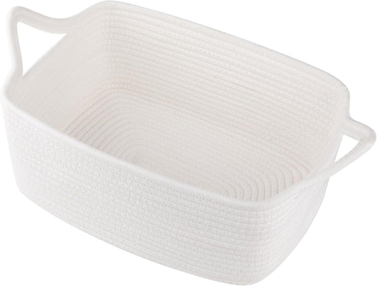 OIAHOMY Woven Storage Basket - Versatile Gift Basket with Handles for Baby Showers | White
