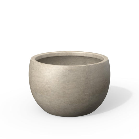 Kante 15.7-Inch Dia Round Concrete Planter, Bowl-Style Flower Pot with Drainage Hole for Patio, Garden and Home - Ideal for Flower and Trees (13" Opening), Weathered Concrete