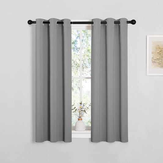 NICETOWN Silver Grey Blackout Curtain Panels - Thermal Insulated Grommet Top Drapes (2 Panels, W29 x L45)