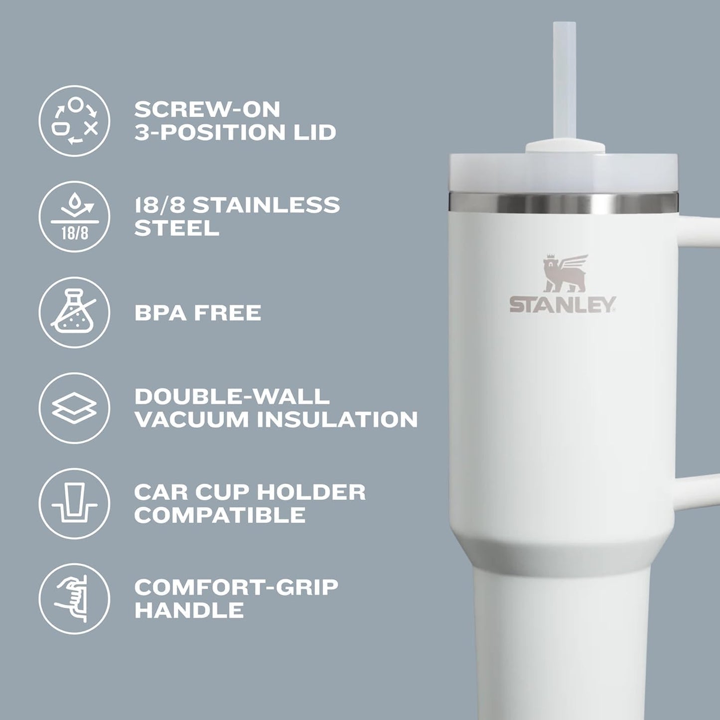 STANLEY Quencher H2.0 Tumbler - 14 oz Insulated Stainless Steel Cup with Handle & Straw | BPA-Free | Spring Green
