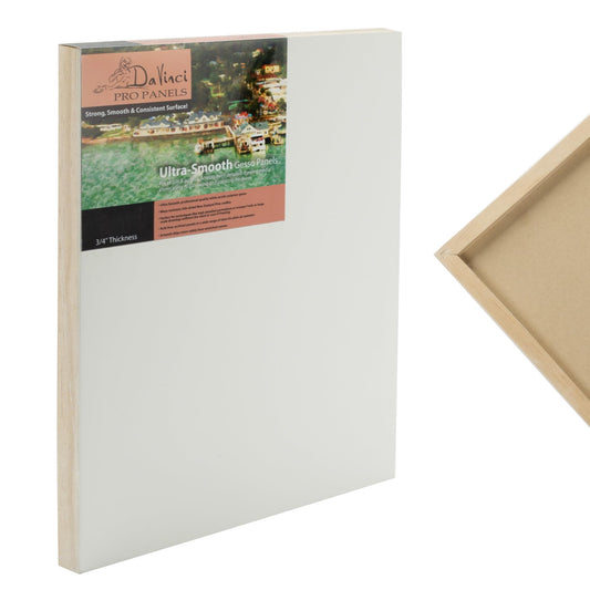 Da Vinci Pro Ultra Smooth Wood Canvas Gesso Board - 2" Deep, 18x24 Single White Acrylic Polymer Gesso Panels for Painting Fine Portraits and Ultra Fine Detail Illustrations and Artwork