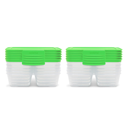 Sistema Nest It Meal Prep Food Storage Containers with Lids, 10-Pack of 3.7-Cup Containers with 2 Divided Compartments, Airtight & Leak-Resistant, Dishwasher, Microwave, & Freezer-Safe, BPA-Free