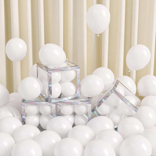 FOTIOMRG 120pcs White Latex Balloons - 5 Inch Helium Quality for Parties & Celebrations