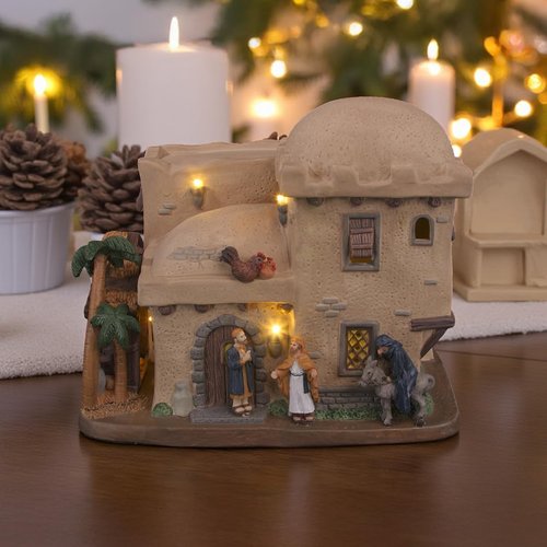 Bethlehem Inn | Porcelain Christmas Village with LED Lights - Festive Holiday Decor