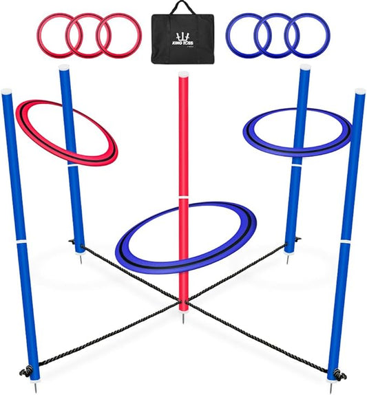 SWOOC Games - King Toss™ | Giant Ring Toss Game for Kids and Adults (4ft x 4ft) | Weatherproof Giant Outdoor Games for Adults and Family | Backyard Activities | Outside Yard & Lawn Game | Beach Fun