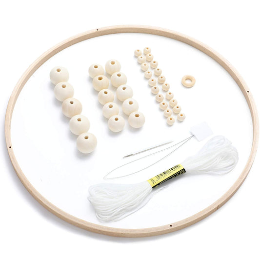 Baby Mobile DIY Kit - Nursery Wooden Frame Mobile Crib Bed Bell Ceiling Wind Chime Hanging DIY Frame Ornaments Handmade Kit Round Wind Bell for Infant Toys