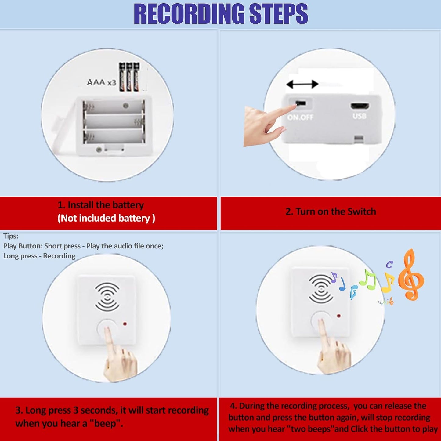 JRGKJCP 16 Minutes Voice Recorder for Stuffed Animals,Voice Box for Recordable Presents,Recordable Button Sound Box