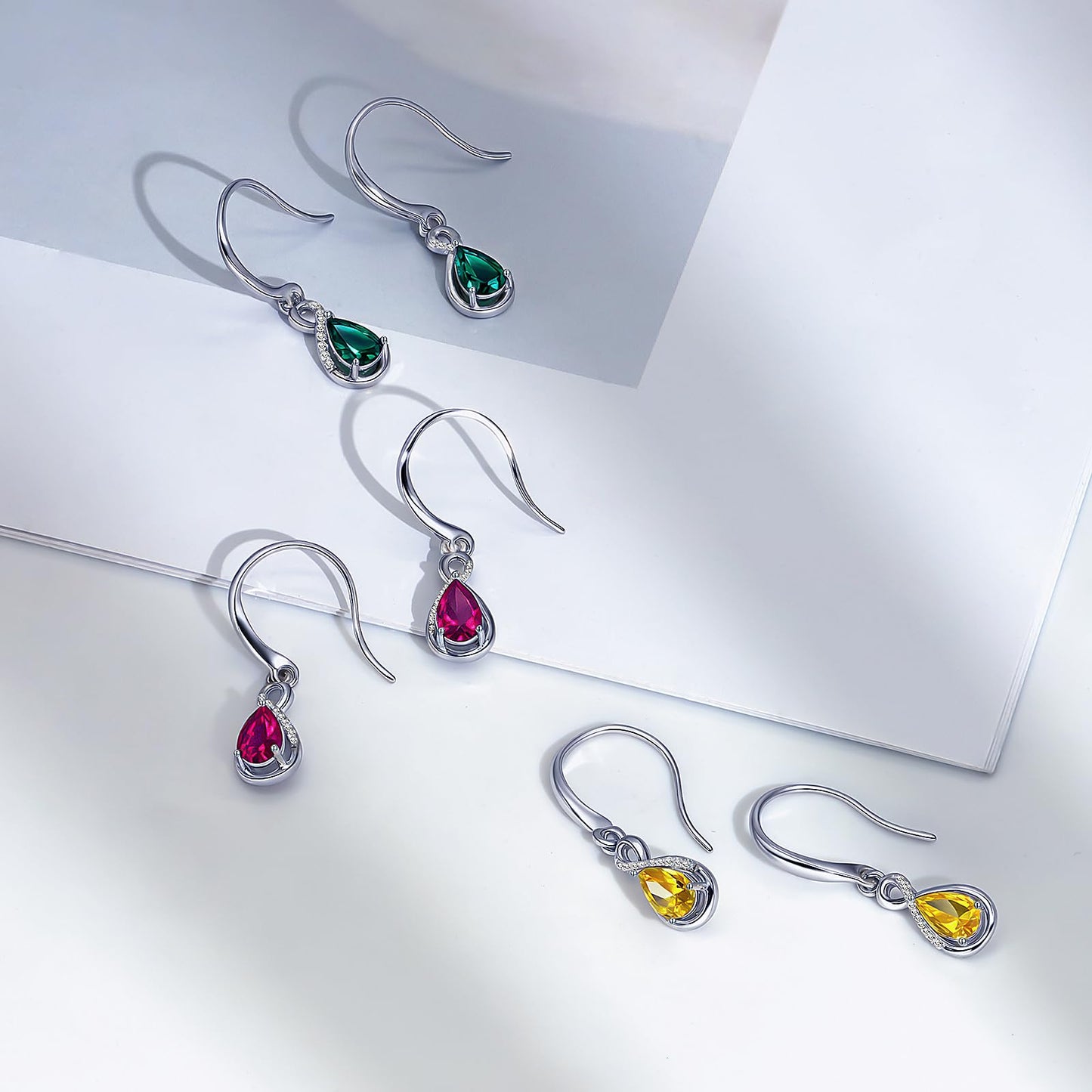 Infinity Birthstone Earrings 18K White Gold Plated 925 Sterling Silver Teardrop Infinity Drop Dangle Earrings August Birthstone Jewelry Birthday Gifts for Women Her Mother Wife