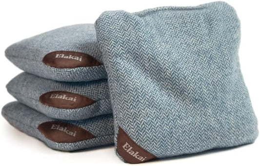 Elakai Cornhole Bags All Weather Single Sided Herringbone Regulation Size and Weight Set of 4 Size 6 in x 6 in