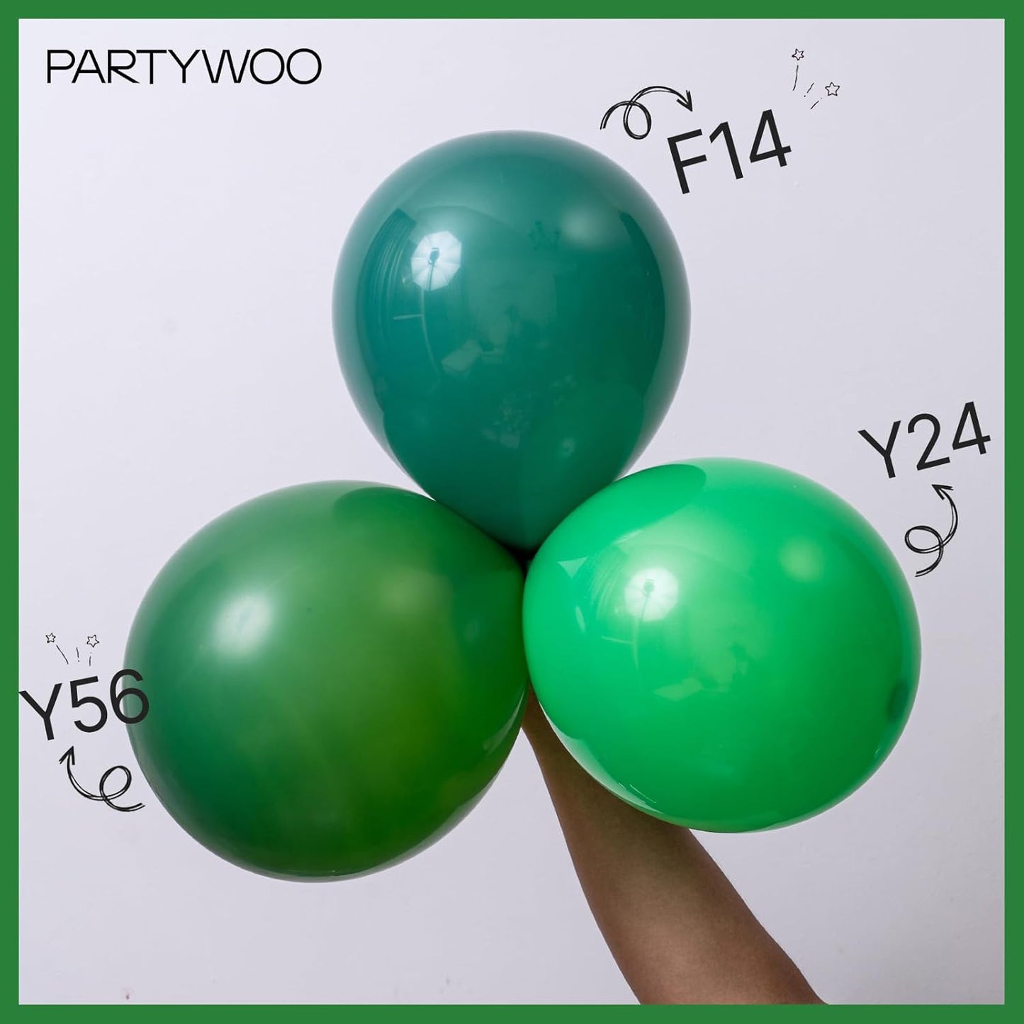 PartyWoo Green Balloons - 140-Piece Dark Green Balloon Arch Kit for Birthday & Graduation Decor | Various Sizes 5-18 Inches
