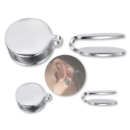 15mm & 10mm Keloid Pressure Earring Set for Women and Men | Clip on Compression Earrings for Swelling (Silver)
