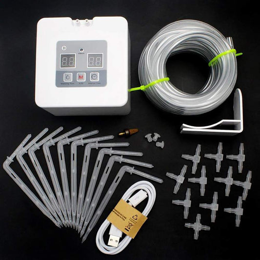 TopHomer Automatic Irrigation System Indoor Plants Automatic Watering System LCD Display Auto Water Timer Supported 10-15 Pots for Pot Plants, Hanging Basket, Flower Beds